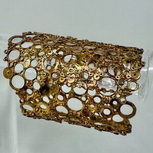 Alexis Bittar Gold Open Circle Cuff Bracelet – Sculptural Statement Wide Bangle